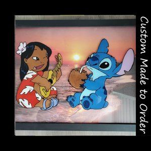 Hand painted lilo & stitch glass art
